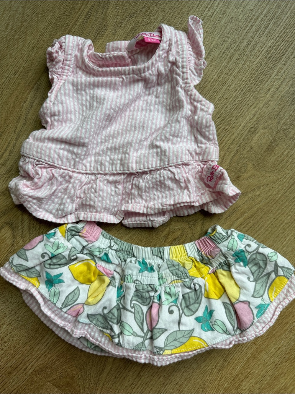 Pink Ruffle Baby Top and Floral Skirt Set - Pink -